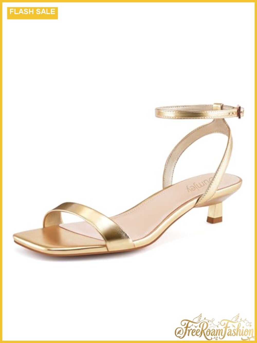 Women's Kitten Heel Sandals Ankle Strap Open Toe Low Heel Formal
